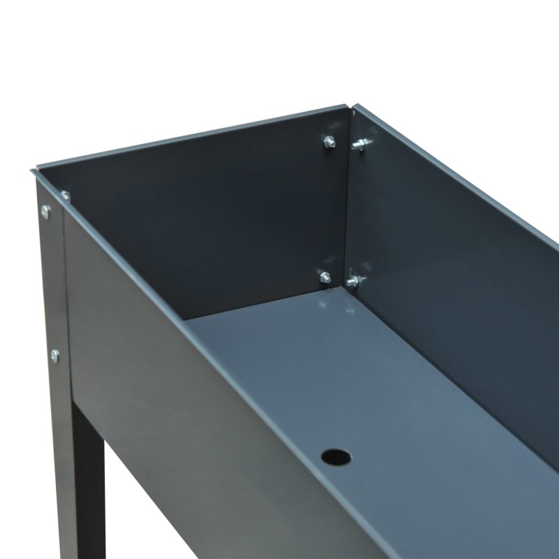 Metallinen kohopenkki / istutuslaatikko jaloilla parvekkeelle 100 x 30 x 80 cm, tummanharmaa