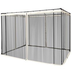 Paviljongin hyttysverkko 3x3 m 4 sivupaneelia vetoketjut musta nylon mesh