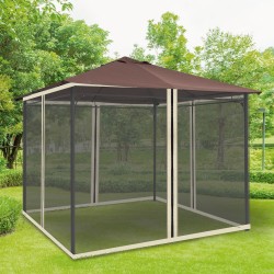 Paviljongin hyttysverkko 3x3 m, 4 sivupaneelia, vetoketjut, musta nylon‑mesh