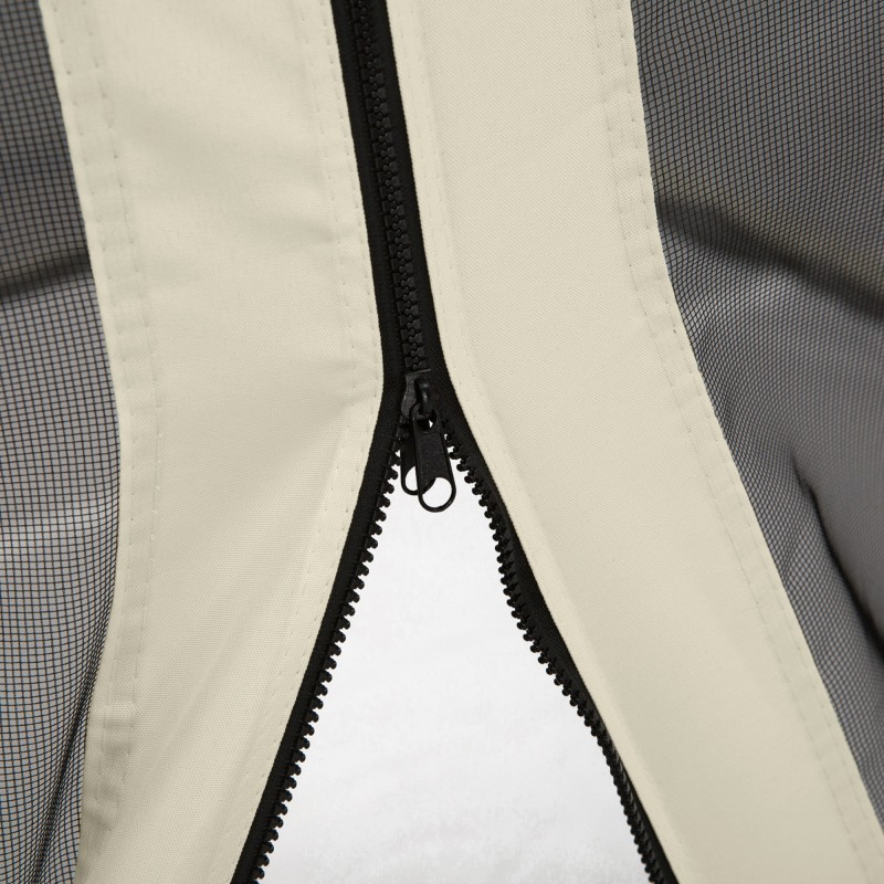 Paviljongin hyttysverkko 3x3 m, 4 sivupaneelia, vetoketjut, musta nylon‑mesh