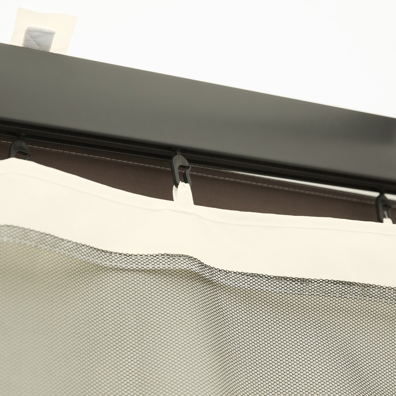 Paviljongin hyttysverkko 3x3 m, 4 sivupaneelia, vetoketjut, musta nylon‑mesh