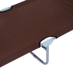 Taitettava puutarhan lepotuoli aurinkosuojalla, 4-asentoinen selkänoja, Oxford-kangas, max 120 kg, ruskea