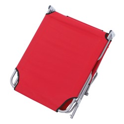 Taitettava aurinkovuode katoksella, 4-asentoinen selkänoja, ulkokäyttöön, punainen, max 120 kg