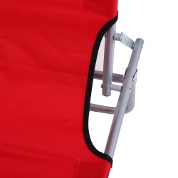 Taitettava aurinkovuode katoksella, 4-asentoinen selkänoja, ulkokäyttöön, punainen, max 120 kg