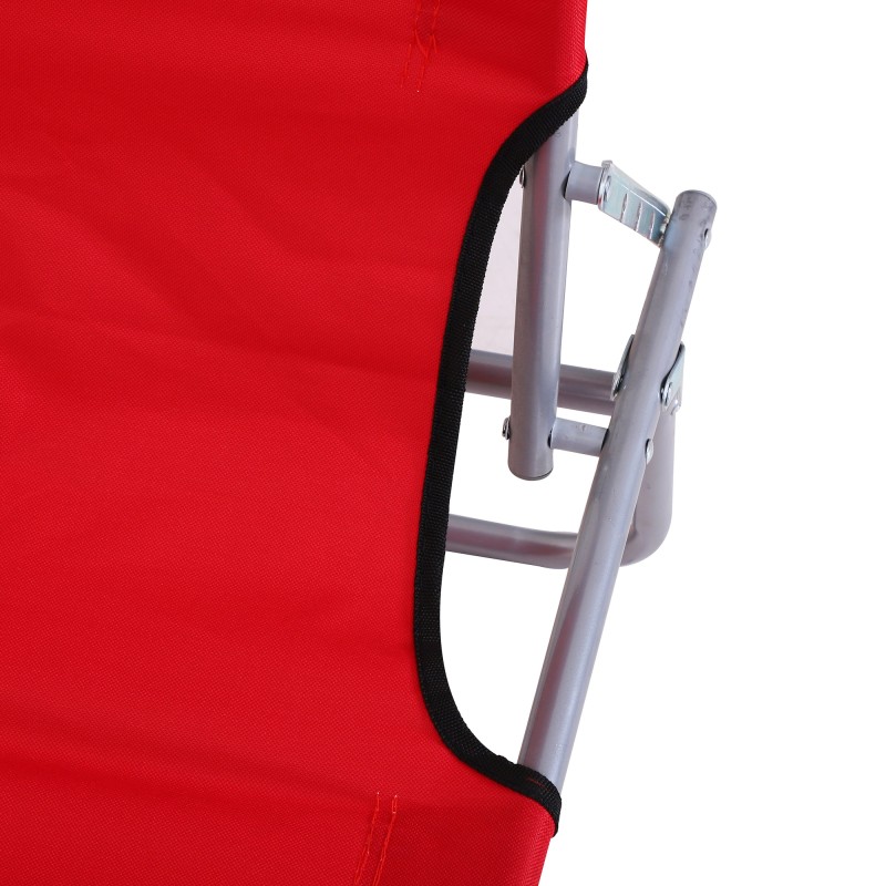 Taitettava aurinkovuode katoksella, 4-asentoinen selkänoja, ulkokäyttöön, punainen, max 120 kg