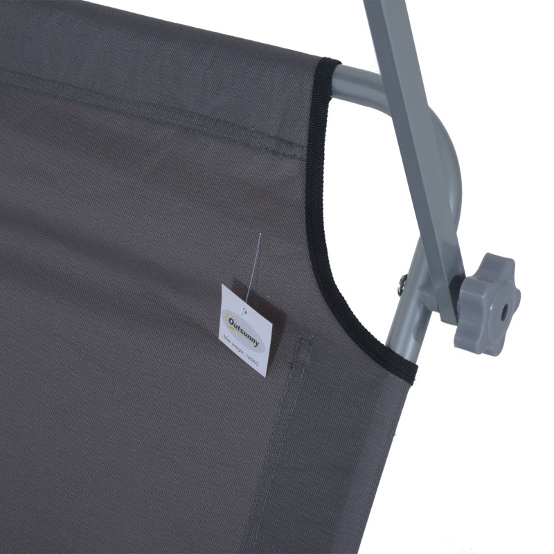 Taitettava aurinkosuoja lepotuoli ulkokäyttöön, 4-asentoinen selkänoja, harmaa