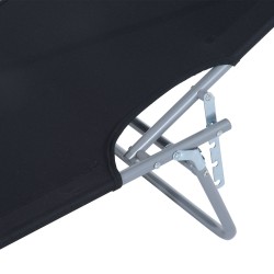 Taittuva aurinkovuode aurinkosuojalla, 4-asentoinen selkänoja, ulkokäyttöön, metalli ja Oxford-kangas, enint. 120 kg, musta