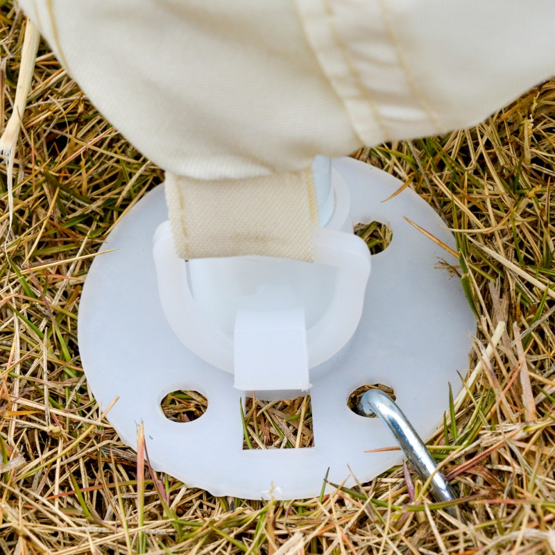 Puutarhapaviljonki 3 x 3 m, kermanvalkoinen, metallirunko ja polyesterikatto, hyttysverkollinen teltta