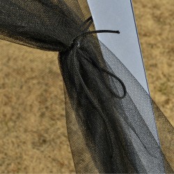 Pihapaviljonki harmaa 3 x 3 m metallirunko ja polyesterikatto hyttysverkoilla