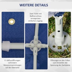 Puutarhateltta 3x3 m sininen, metallirunko ja polyesterikatos, hyttysverkollinen