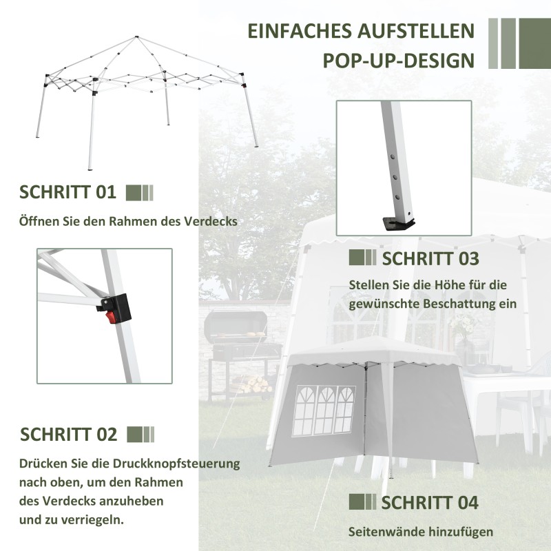 Pop up taittoteltta sivuseinillä ja ikkunoilla 240 x 240 x 250 cm valkoinen