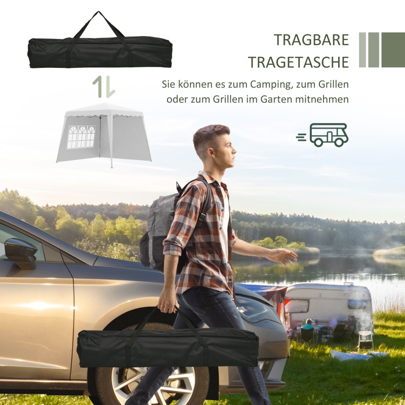 Pop up taittoteltta sivuseinillä ja ikkunoilla 240 x 240 x 250 cm valkoinen