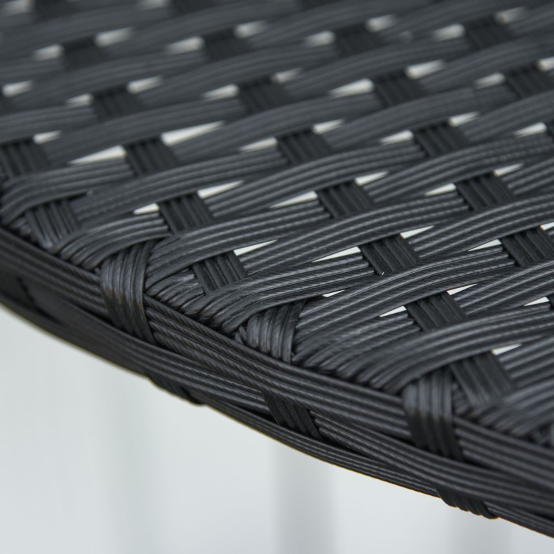 Parvekepöytä puoliympyrä polyrattan metalli musta 100 x 50 x 74 cm