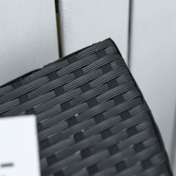 Parvekepöytä puoliympyrä polyrattan metalli musta 100 x 50 x 74 cm