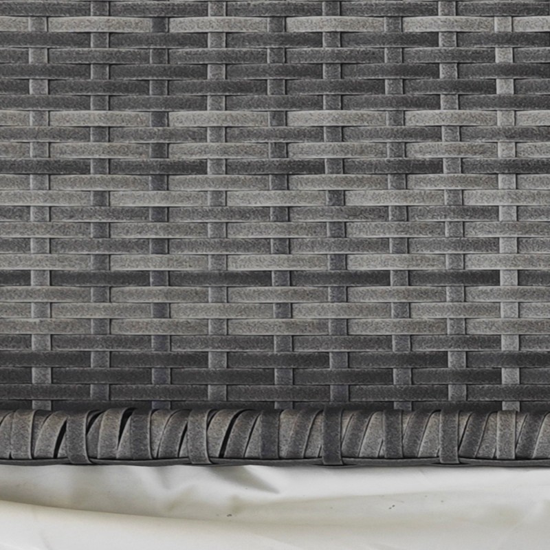 Parvekepöytä puolipyöreä 100x50x74 cm harmaa punosmateriaali ja metalli