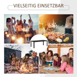 Puutarhapöytä alumiini ja puukomposiitti 190 x 84,5 x 72 cm musta outdoor-ruokapöytä parvekkeelle ja terassille