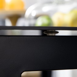 Musta ulkopöytä 6 hengelle 150 x 90 x 74 cm, alumiinirunko ja karkaistu lasikansi