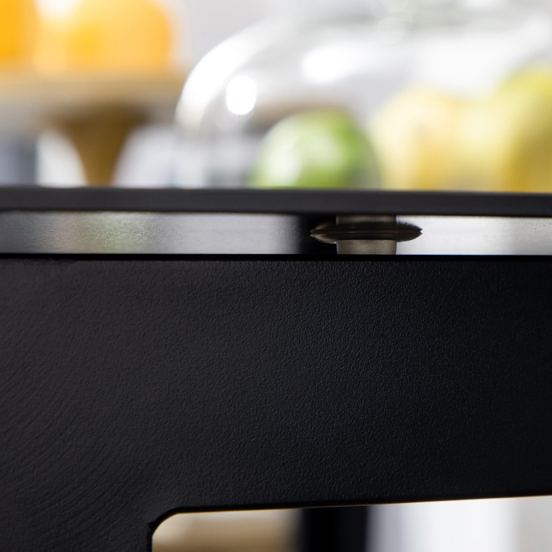 Musta ulkopöytä 6 hengelle 150 x 90 x 74 cm, alumiinirunko ja karkaistu lasikansi