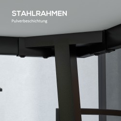 Ulkopöytä 6 hengelle, harmaa puukuosinen PSPC-kansi, metallirunko, 145 x 85 x 72 cm