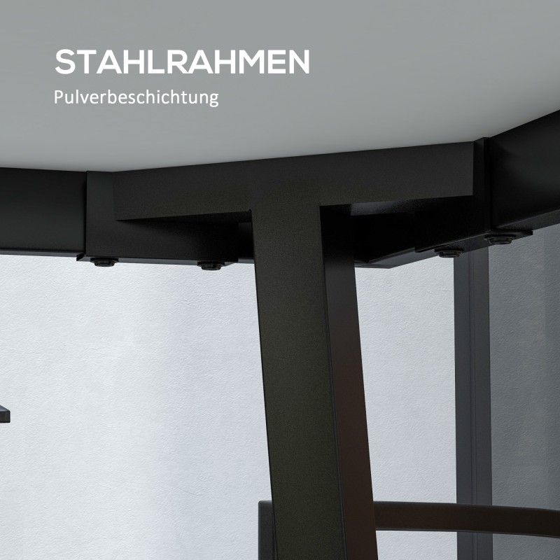 Ulkopöytä 6 hengelle, harmaa puukuosinen PSPC-kansi, metallirunko, 145 x 85 x 72 cm