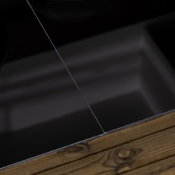 Musta ulkopöytä 6 hengelle 150 x 90 x 74 cm, alumiinirunko ja karkaistu lasikansi