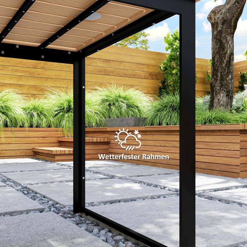 Säänkestävä puutarhapöytä 160 x 80 cm 6 hengelle teak/musta ulkopöytä