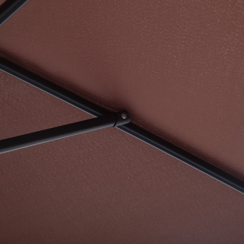 Terassivarjo kahvinruskea Ø2,6 m kallistuva kampimekanismilla 180 g/m² polyesteri alu-teräsrunko