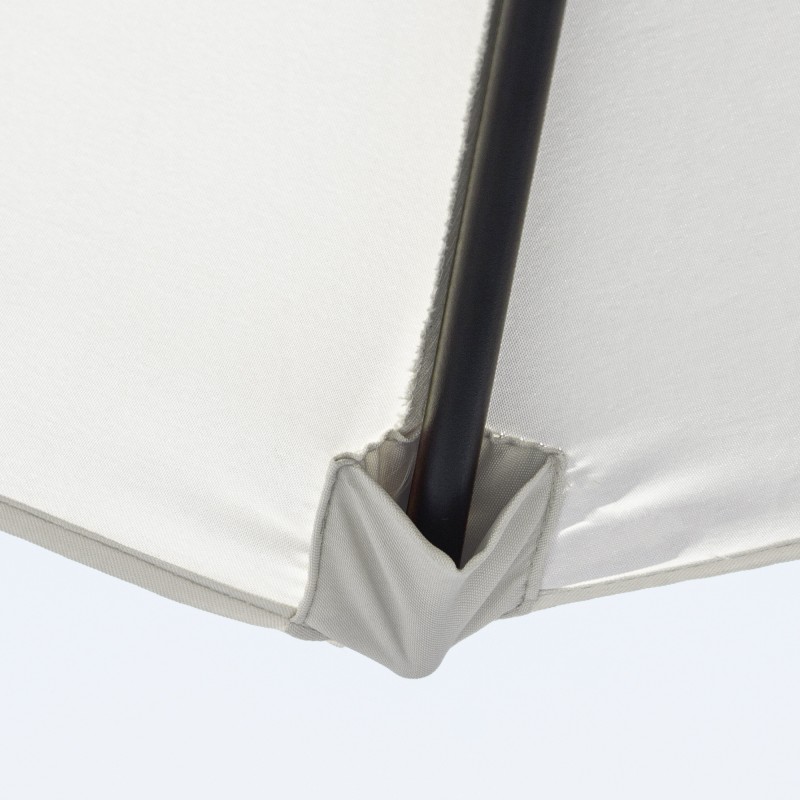 Beige kallistuva aurinkovarjo kampimekanismilla Ø2,6 m, alumiinirunko, 180 g/m² polyesteri