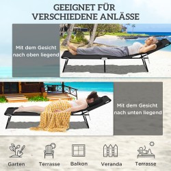 Taitettava aurinkotuoli kasvoreiällä ja tyynyillä, vettähylkivä Oxford-kangas, teräsrunko, musta