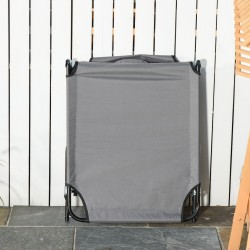 Taitettava aurinkotuoli kasvoaukolla ja tyynyillä, vettähylkivä polyesteri, teräsrunko, tummanharmaa