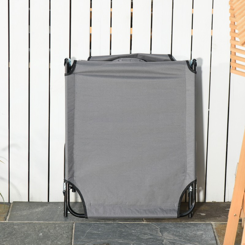 Taitettava aurinkotuoli kasvoaukolla ja tyynyillä, vettähylkivä polyesteri, teräsrunko, tummanharmaa