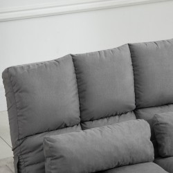 Lattiatason nojatuoli ja varavuode, säädettävä selkänoja ja pääntuki, taittuva metallirunko, harmaa