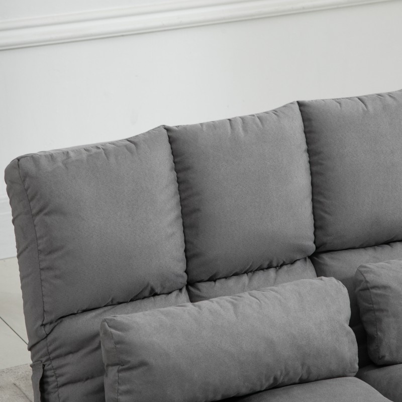 Lattiatason nojatuoli ja varavuode, säädettävä selkänoja ja pääntuki, taittuva metallirunko, harmaa