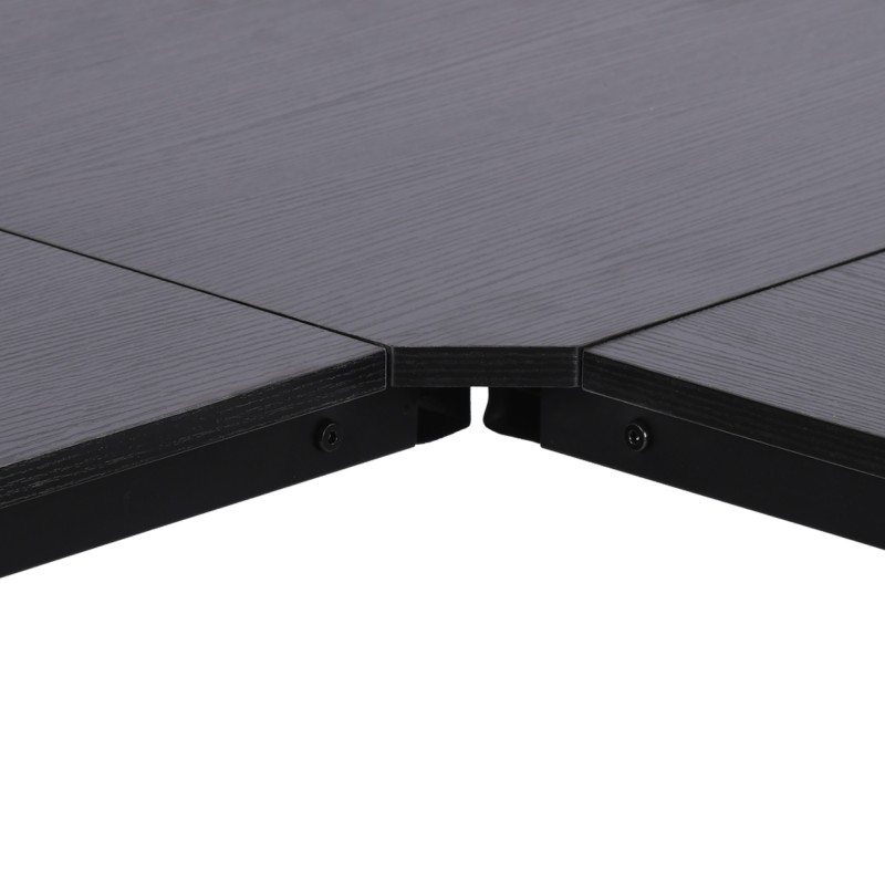 L-muotoinen kulmatyöpöytä 150 x 150 x 76 cm, MDF ja metalli, musta / puu