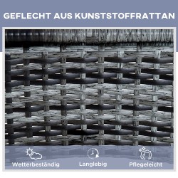 Puutarhan aurinkotuolisetti 3-osainen, 2 säädettävää polyrottinkilepotuolia tyynyillä ja sivupöytä, harmaa