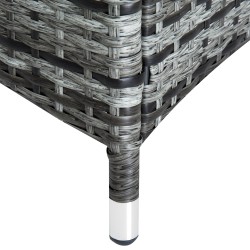 Puutarhan aurinkotuolisetti 3-osainen, 2 säädettävää polyrottinkilepotuolia tyynyillä ja sivupöytä, harmaa