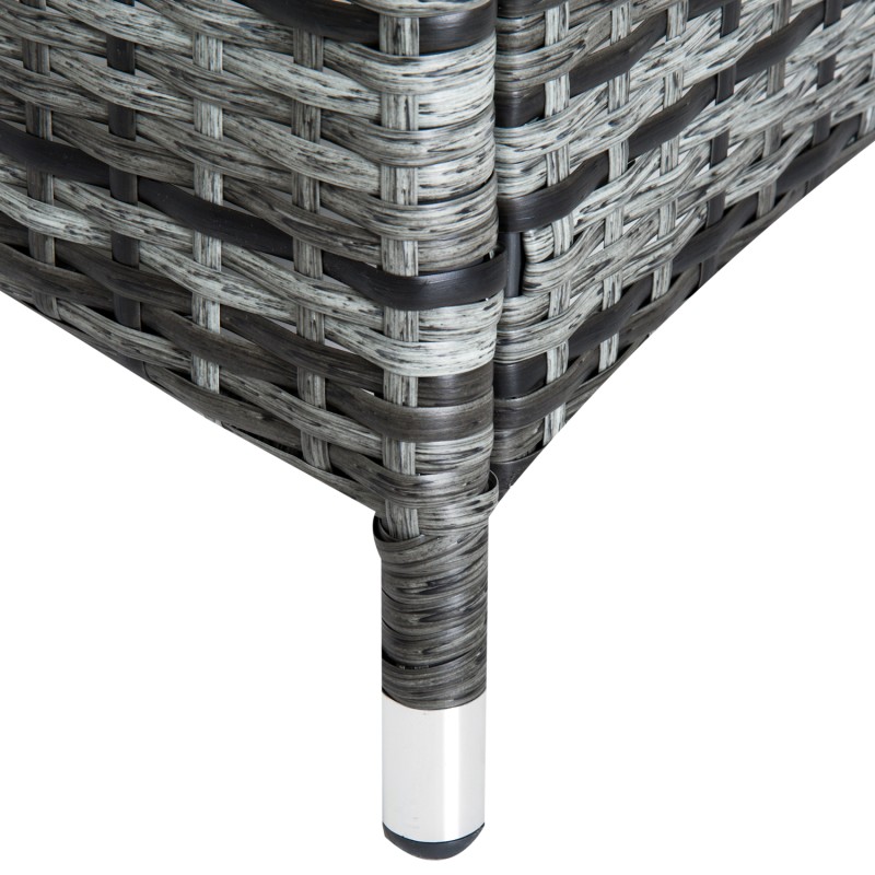 Puutarhan aurinkotuolisetti 3-osainen, 2 säädettävää polyrottinkilepotuolia tyynyillä ja sivupöytä, harmaa