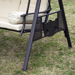 3 hengen puutarhakeinu aurinkokatoksella, beige/ruskea, 121 x 208 x 172 cm