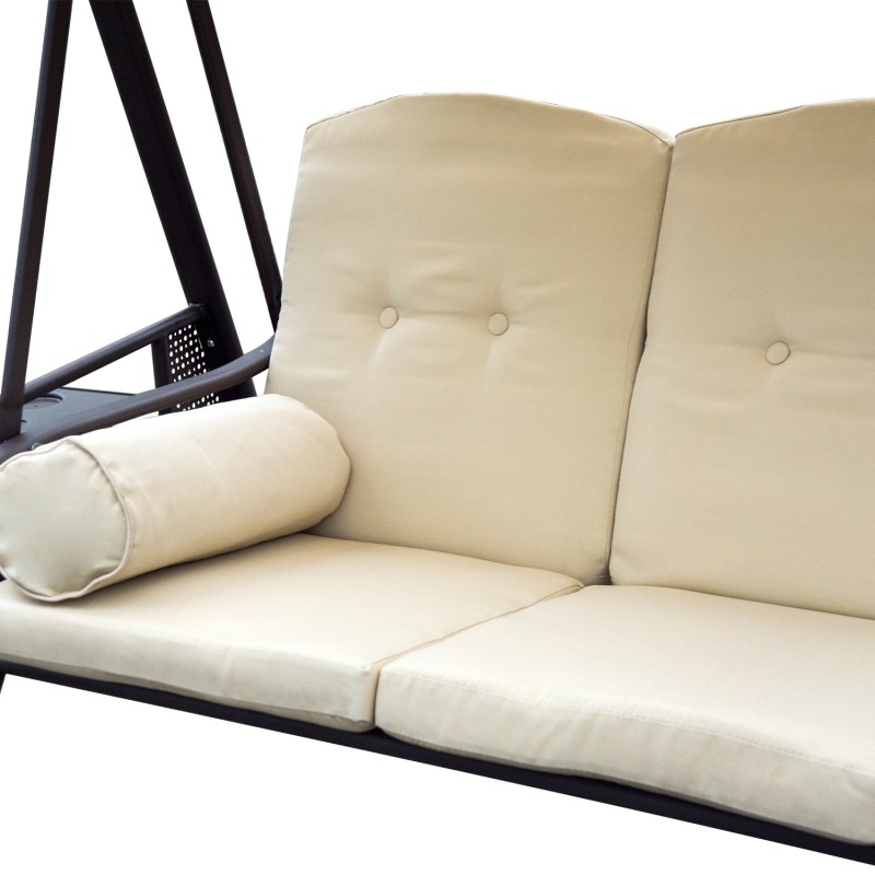 3 hengen puutarhakeinu aurinkokatoksella, beige/ruskea, 121 x 208 x 172 cm