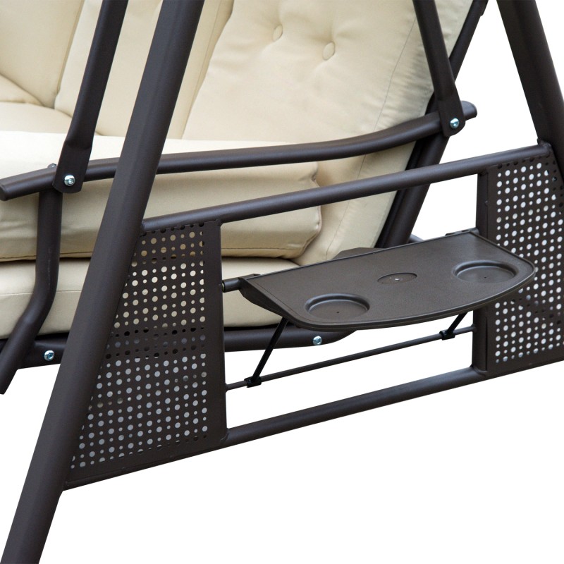 3 hengen puutarhakeinu aurinkokatoksella, beige/ruskea, 121 x 208 x 172 cm