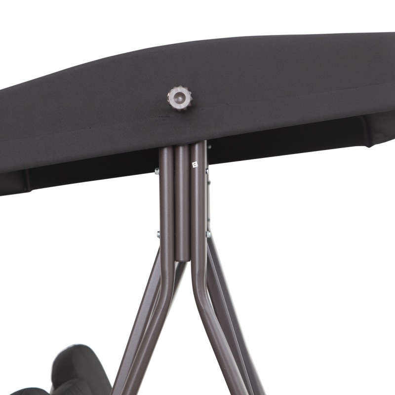 3 hengen pihakeinu säädettävällä katoksella, metallirunko, ruskea/musta, 116 x 206 x 183 cm