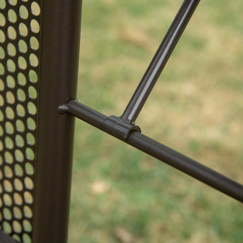 3 hengen pihakeinu aurinkokatoksella ja tyynyillä, metalli/polyesteri, khaki, 116 x 206 x 183 cm