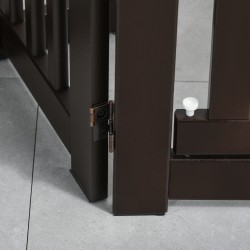 Koirien turvaportti vapaasti seisova, 3-paneelinen, taittuva, MDF, tummanruskea 155 x 76 cm