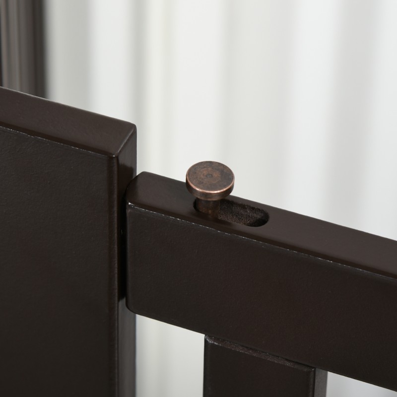 Koirien turvaportti vapaasti seisova, 3-paneelinen, taittuva, MDF, tummanruskea 155 x 76 cm