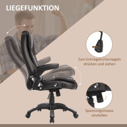 Ergonominen ruskea keinonahkainen toimistotuoli hieronta- ja lämmitystoiminnoilla, kallistuva, keinutoiminto, 360° pyörivä