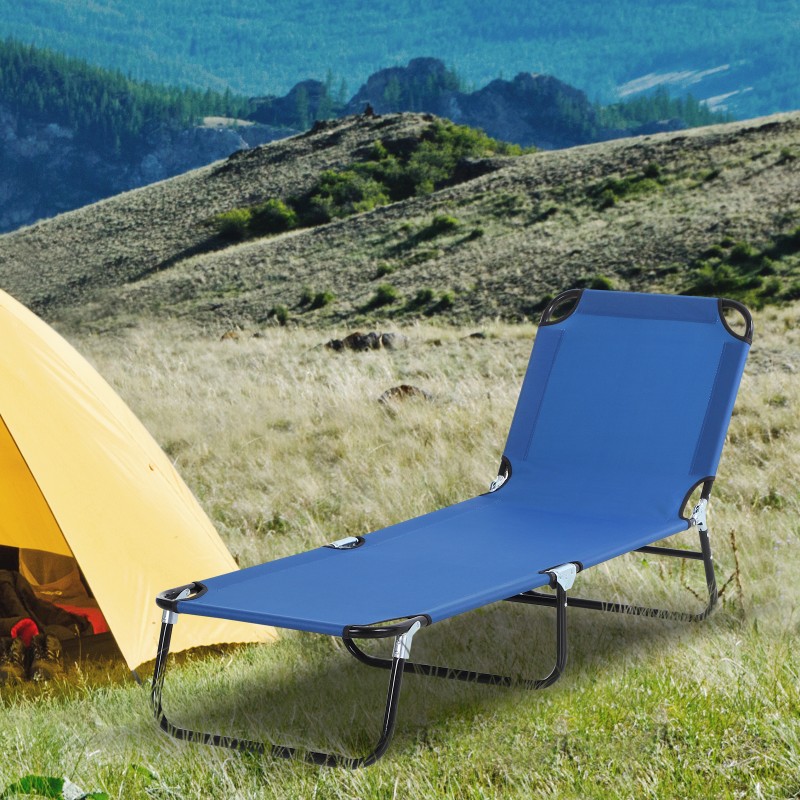 Aurinkovuode 5-asentoinen selkänoja 188 x 56 x 28 cm teräsrunko Oxford-kangas sininen