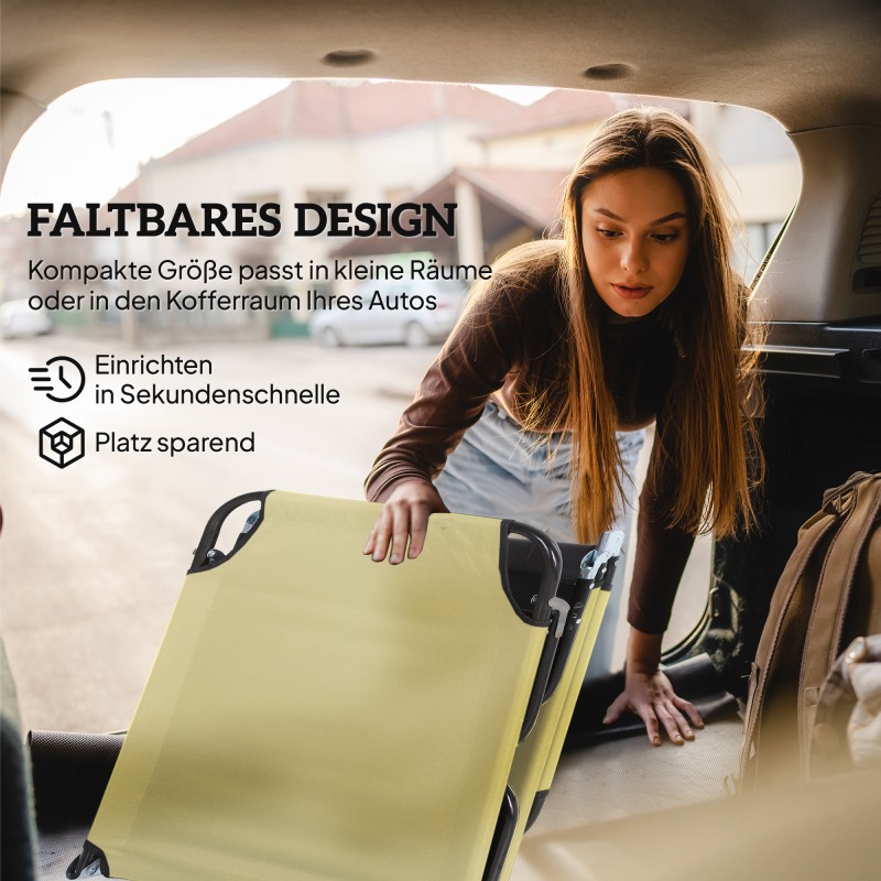 Aurinkovuode 5-asentoinen selkänoja 190x56x28 cm metallirunko nopeasti kuivuva kangas creme