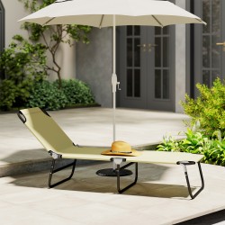 Aurinkovuode 5-asentoinen selkänoja 190x56x28 cm metallirunko nopeasti kuivuva kangas creme