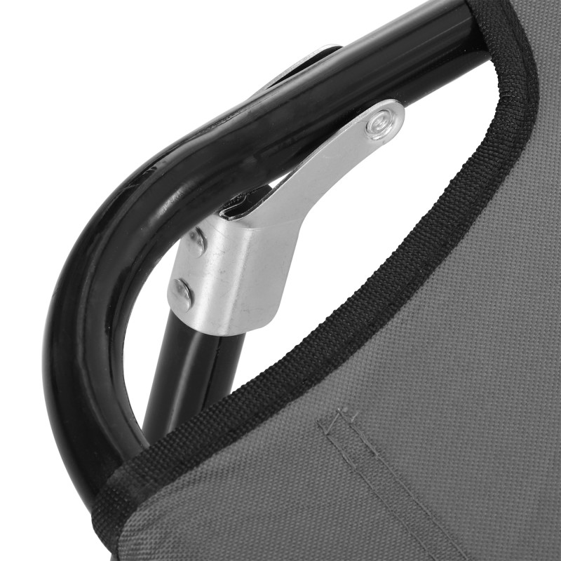 Aurinkotuoli, 5-asentoinen selkänoja, kokoontaitettava, nopeasti kuivuva Oxford-kangas, metallirunko, 188 x 56 x 28 cm, harmaa