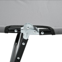 Aurinkotuoli, 5-asentoinen selkänoja, kokoontaitettava, nopeasti kuivuva Oxford-kangas, metallirunko, 188 x 56 x 28 cm, harmaa